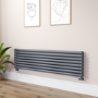 Sorrento Dark Grey Anthracite Oval Designer Radiator 472x1800mm Double Panel 5072 BTU