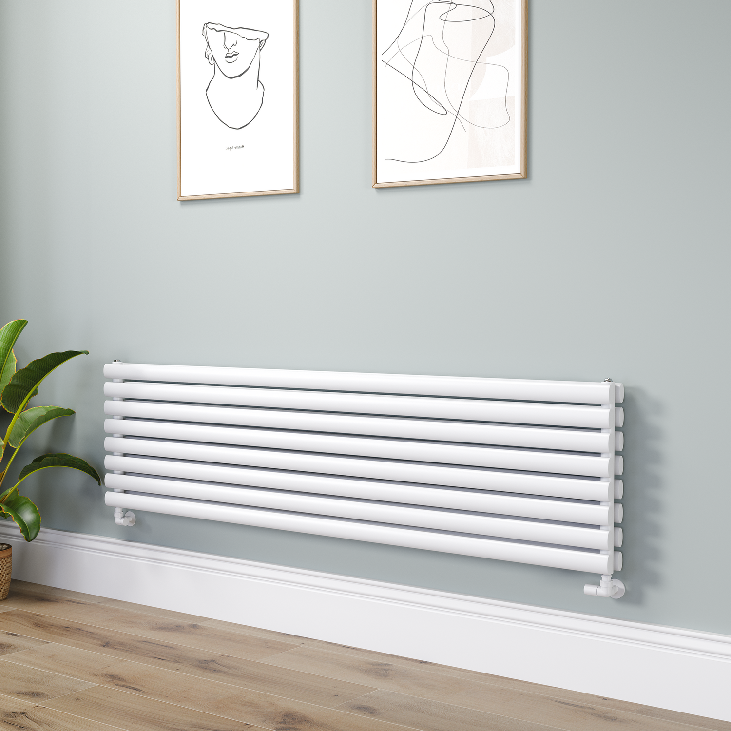 Sorrento  Oval Designer Radiator 472X1800mm Double Panel 5072 Btu RHD8-1800-WCO