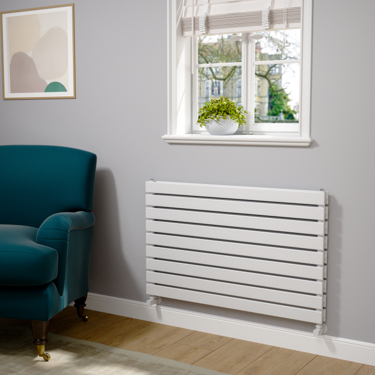 Riace White Flat Designer Radiator 630x1000mm Double Panel 3727 BTU
