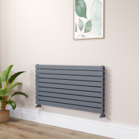 Riace Dark Grey Anthracite Flat Designer Radiator 630x1200mm Double Panel 4386 BTU