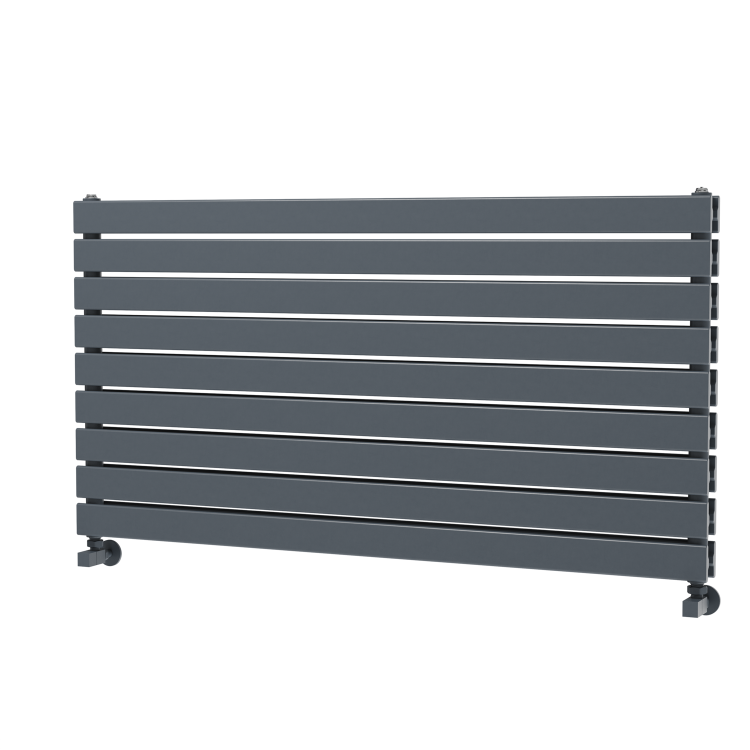 Riace Dark Grey Anthracite Flat Designer Radiator 630x1200mm Double Panel 4386 BTU