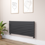 Riace Midnight Black Flat Designer Radiator 630x1400mm Double Panel 5027 BTU