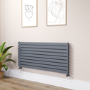 Riace Dark Grey Anthracite Flat Designer Radiator 630x1400mm Double Panel 5027 BTU