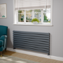 Riace Dark Grey Anthracite Flat Designer Radiator 630x1400mm Double Panel 5027 BTU
