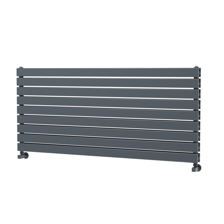 Riace Dark Grey Anthracite Flat Designer Radiator 630x1400mm Double Panel 5027 BTU
