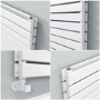 Riace White Flat Designer Radiator 630x1400mm Double Panel 5027 BTU