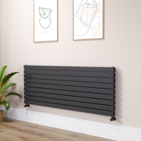 Riace Midnight Black Flat Designer Radiator 630x1600mm Double Panel 5648 BTU