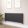 Riace Midnight Black Flat Designer Radiator 630x1600mm Double Panel 5648 BTU