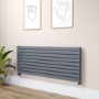 Riace Dark Grey Anthracite Flat Designer Radiator 630x1600mm Double Panel 5648 BTU