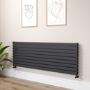 Riace Midnight Black Flat Designer Radiator 630x1800mm Double Panel 6256 BTU