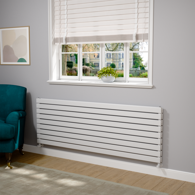 Riace White Flat Designer Radiator 630x1800mm Double Panel 6256 BTU