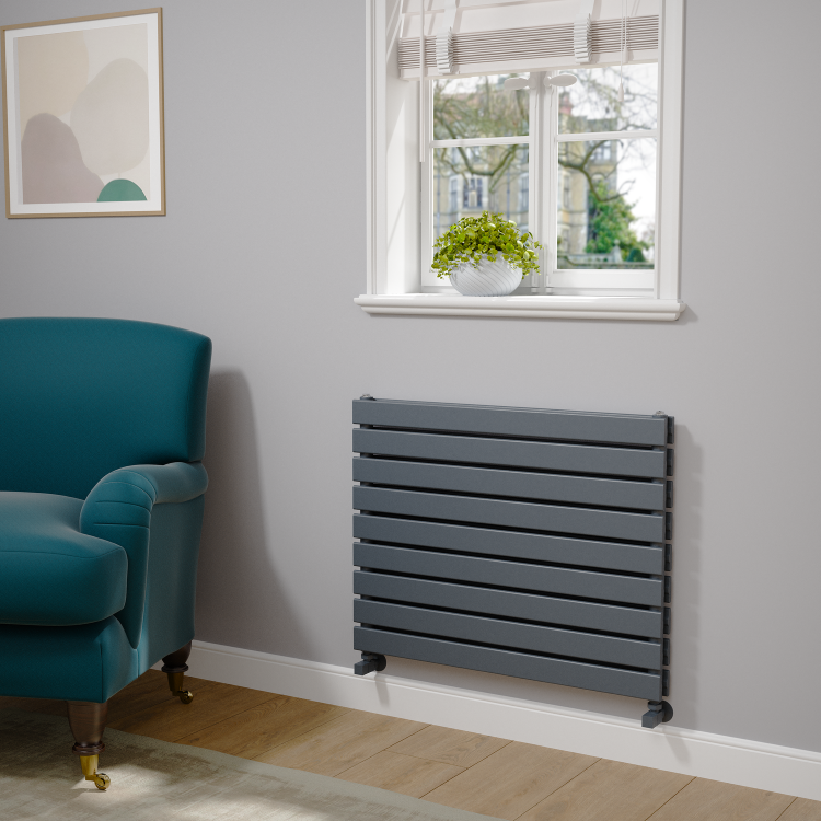 Riace Dark Grey Anthracite Flat Designer Radiator 630x800mm Double Panel 3044 BTU