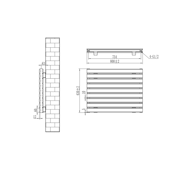 Riace Dark Grey Anthracite Flat Designer Radiator 630x800mm Double Panel 3044 BTU