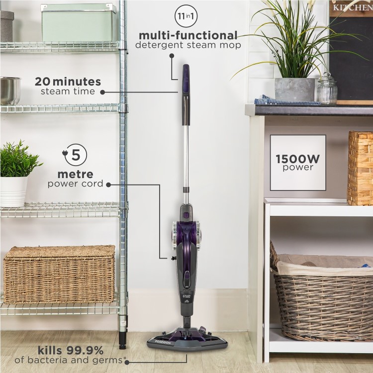 Russell Hobbs Detergent 11 in 1 Steam Mop - Grey & Purple