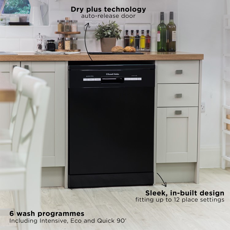 Russell Hobbs 12 Place Freestanding Dishwasher - Black