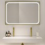Rectangular Brass Heated Bathroom Mirror with Lights 1200 x 800mm - Rhea