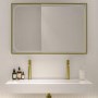 Rectangular Brass Heated Bathroom Mirror with Lights 1200 x 800mm - Rhea