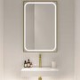 Rectangular Brass Heated Bathroom Mirror with Lights 1200 x 800mm - Rhea