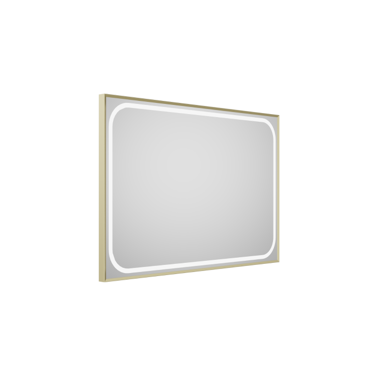 Rectangular Brass Heated Bathroom Mirror with Lights 1200 x 800mm - Rhea