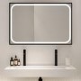 Rectangular Black Heated Bathroom Mirror with Lights 1200 x 800mm - Rhea