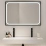 Rectangular Black Heated Bathroom Mirror with Lights 1200 x 800mm - Rhea