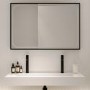 Rectangular Black Heated Bathroom Mirror with Lights 1200 x 800mm - Rhea