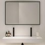 Rectangular Black Heated Bathroom Mirror with Lights 1200 x 800mm - Rhea
