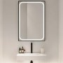 Rectangular Black Heated Bathroom Mirror with Lights 1200 x 800mm - Rhea