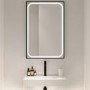 Rectangular Black Heated Bathroom Mirror with Lights 1200 x 800mm - Rhea
