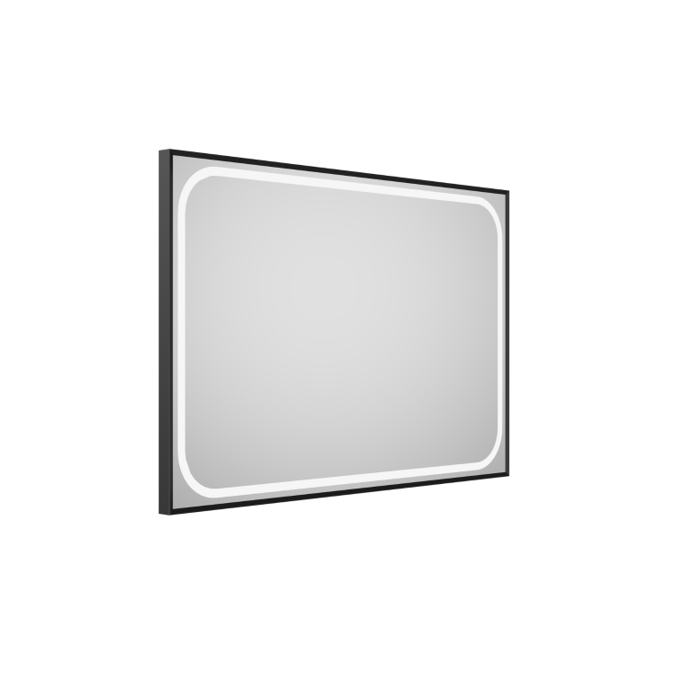 Rectangular Black Heated Bathroom Mirror with Lights 1200 x 800mm - Rhea