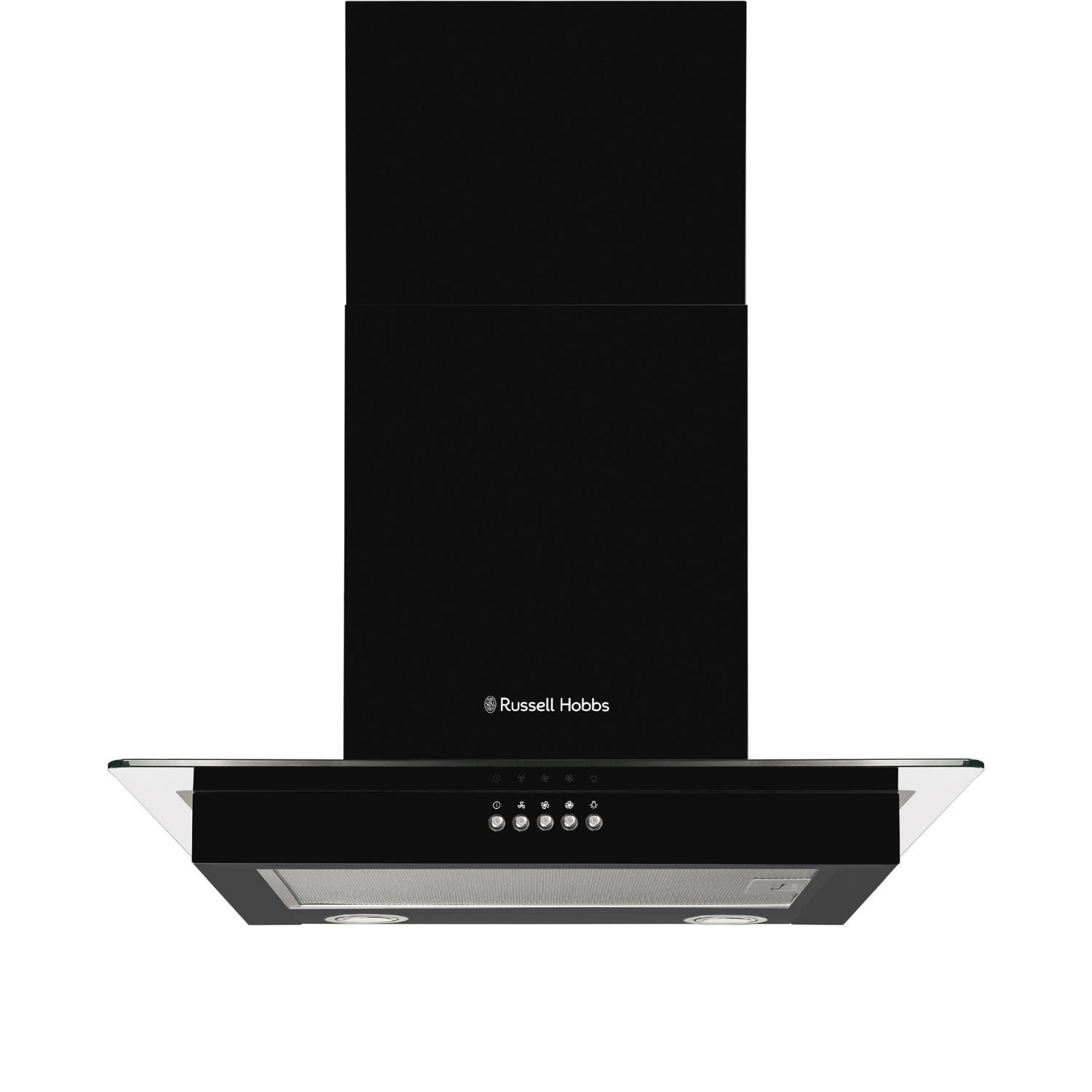 Russell Hobbs RHFGCH601B 60cm Flat Glass Chimney Cooker Hood - Black