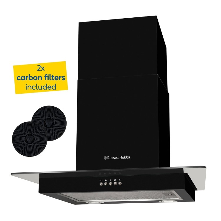 Russell Hobbs 60cm Flat Glass Chimney Cooker Hood - Black
