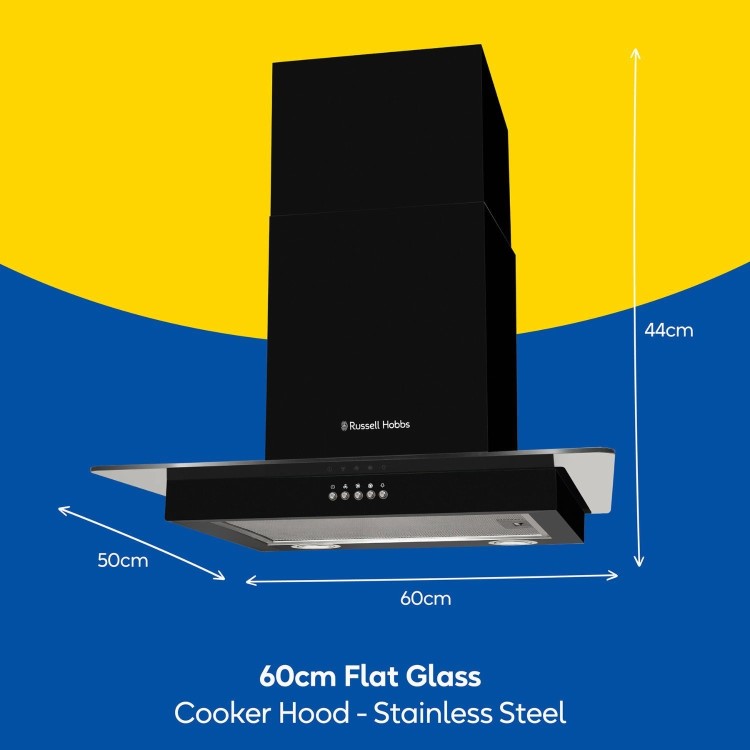 Russell Hobbs 60cm Flat Glass Chimney Cooker Hood - Black