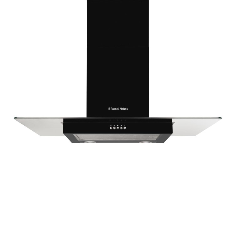 Russell Hobbs 90cm Flat Glass Chimney Cooker Hood - Black