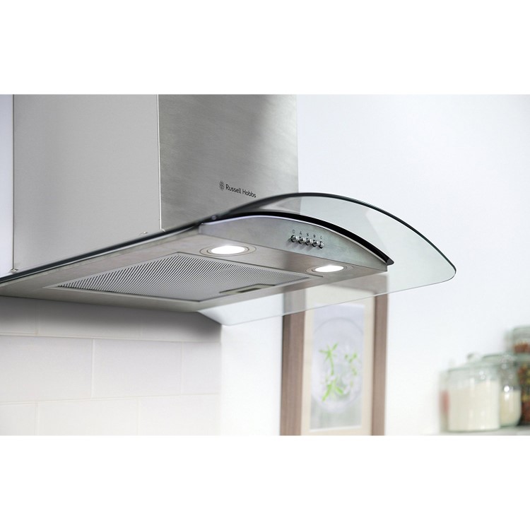 Russell Hobbs RHGCH601SS 60cm Wide Glass and Stainless Steel Chimney Cooker Hoods