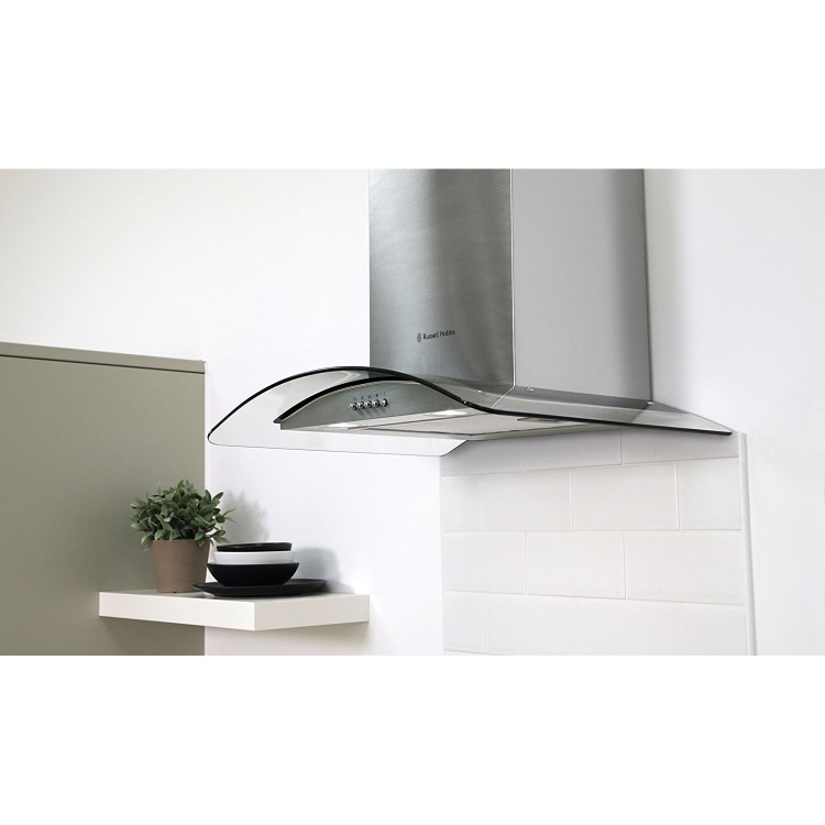 Russell Hobbs RHGCH601SS 60cm Wide Glass and Stainless Steel Chimney Cooker Hoods