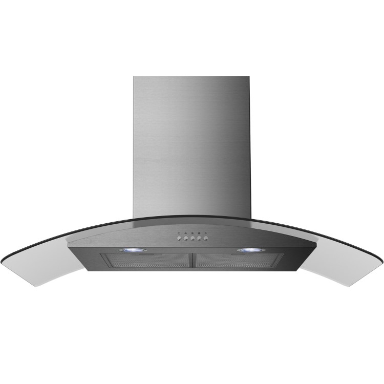 GRADE A1 - Russell Hobbs RHGCH901SS 90cm Wide Glass and Stainless Steel Chimney Cooker Hoods