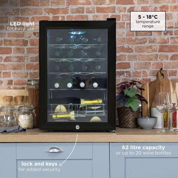 Refurbished Russell Hobbs 62L Drinks Fridge - Black