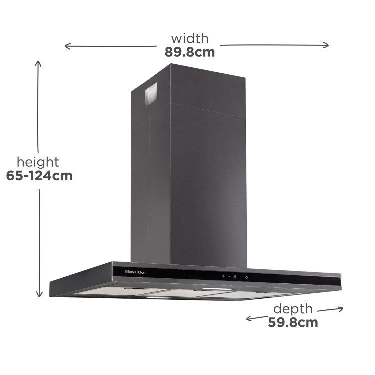 Refurbished Russell Hobbs RHICH904DB 90cm Midnight Island Cooker Hood Dark Steel