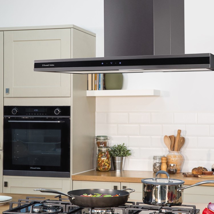 Refurbished Russell Hobbs RHICH904DB 90cm Midnight Island Cooker Hood Dark Steel