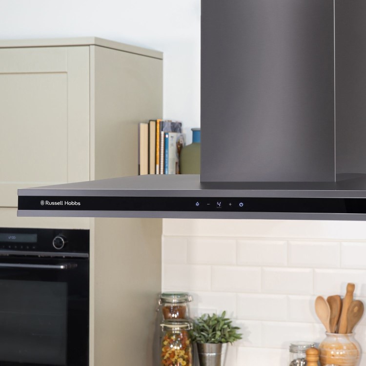Refurbished Russell Hobbs RHICH904DB 90cm Midnight Island Cooker Hood Dark Steel