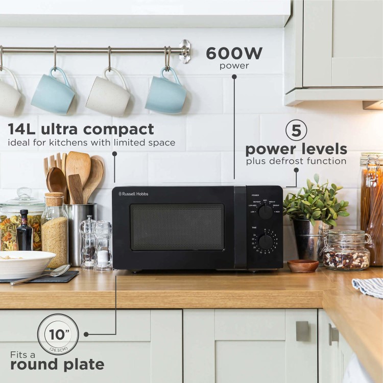 Russell Hobbs 14L Compact Microwave Oven - Black
