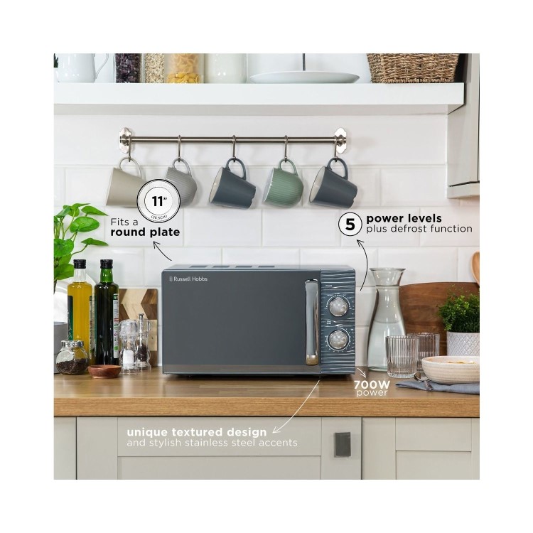 Refurbished Russell Hobbs Inspire RHM1731G 17L 700W Solo Microwave Oven Grey