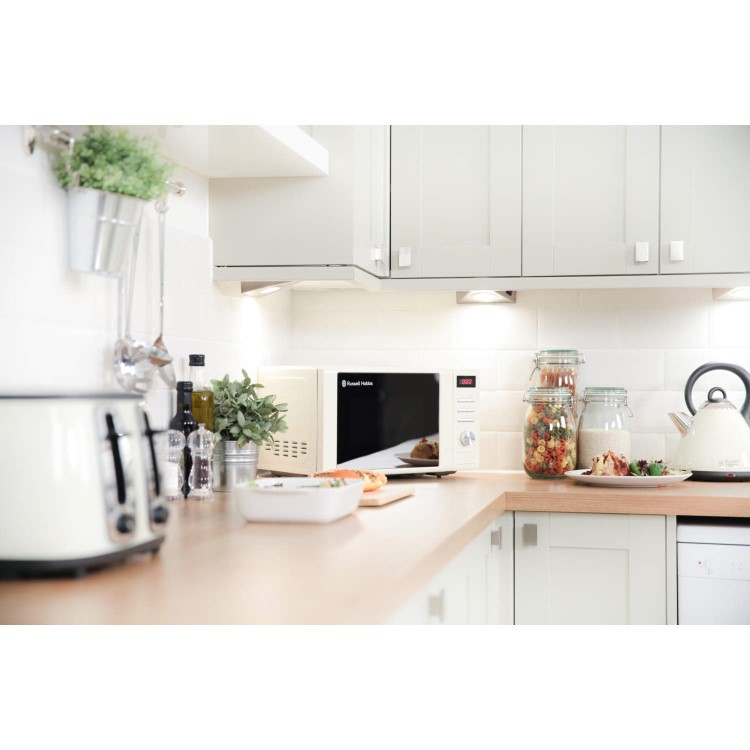 GRADE A1 - Russell Hobbs RHM2064C 20L 800W Freestanding Digital Microwave - Cream