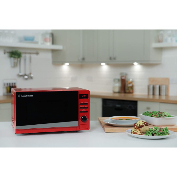 Russell Hobbs RHM2079RSO 20L 800W Freestanding Digital Microwave - Red