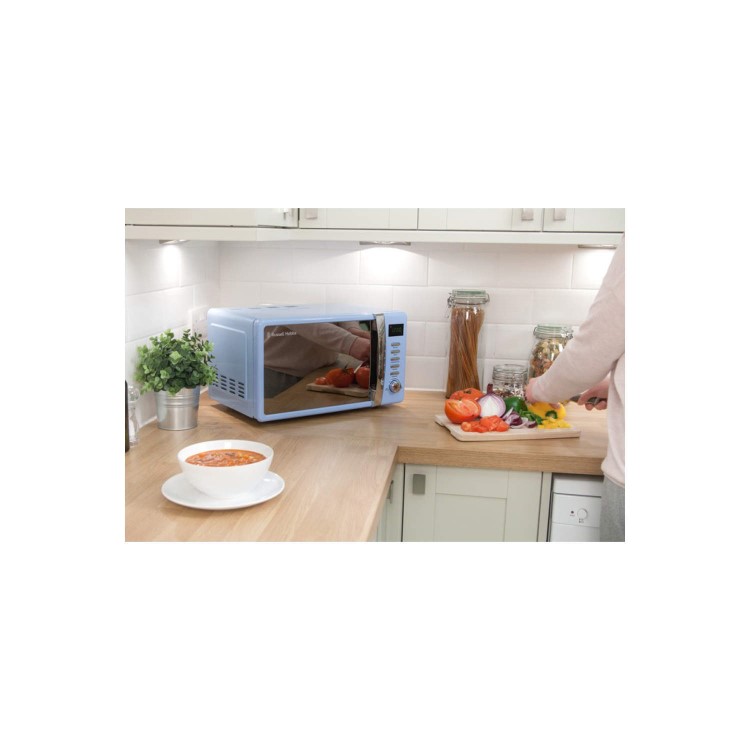 GRADE A1 - Russell Hobbs RHMD702BL 17 L Pastel Blue Digital Microwave Oven