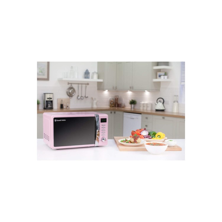 Russell Hobbs RHMD702PK 17L 700W Freestanding Digital Microwave in Pastel Pink