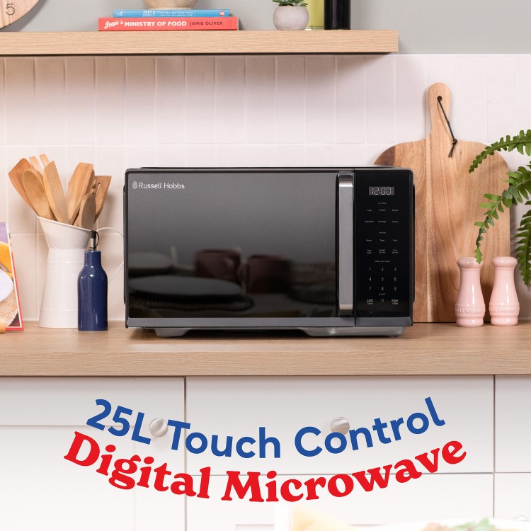 Russell Hobbs RHMT2512B 25L Digital Microwave Oven Black 900W Auto Cook & Defrost