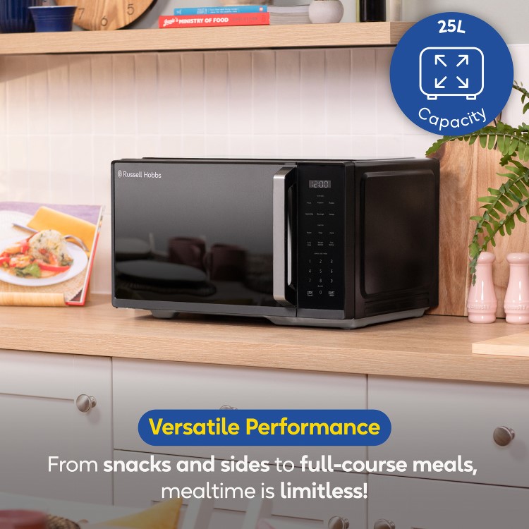 Russell Hobbs RHMT2512B 25L Digital Microwave Oven Black 900W Auto Cook & Defrost