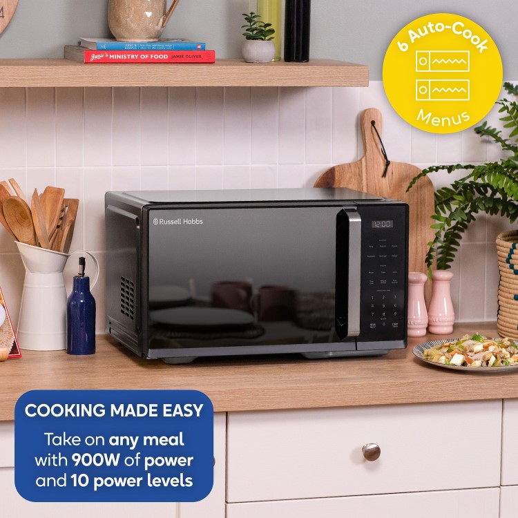 Russell Hobbs RHMT2512B 25L Digital Microwave Oven Black 900W Auto Cook & Defrost